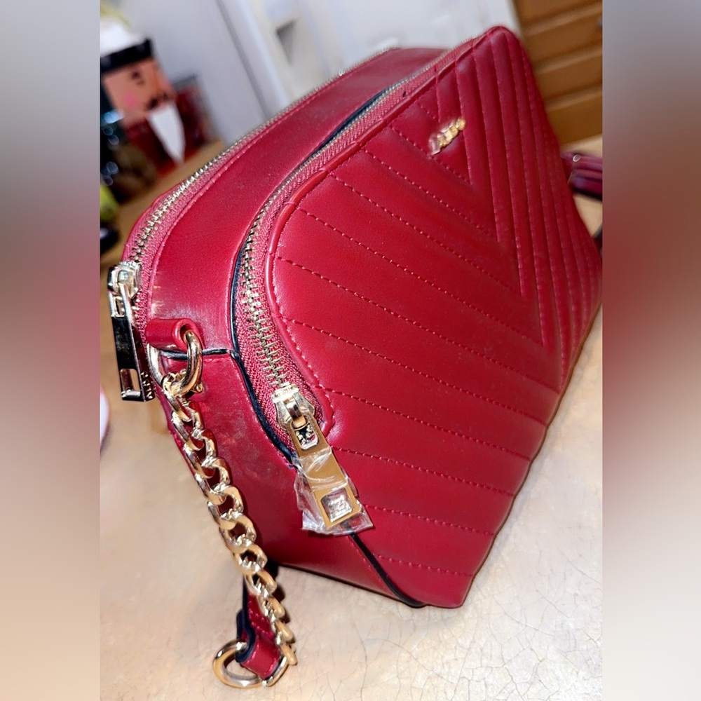 Aldo Red Crossbody Bag with Gold Chain